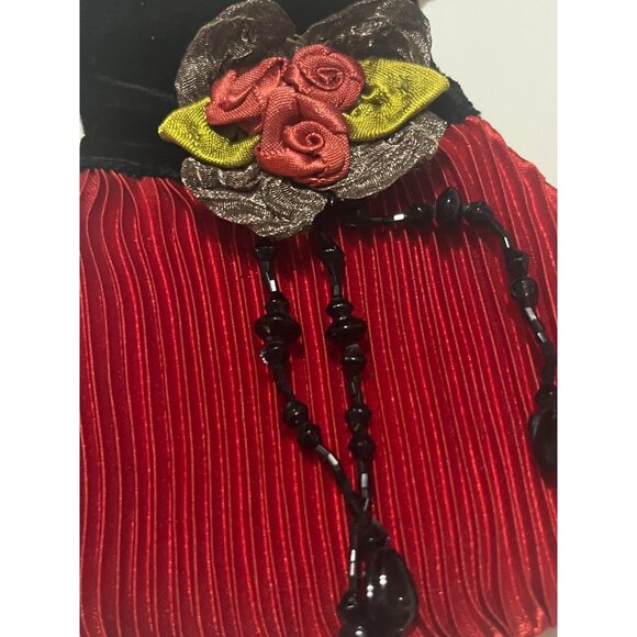 Lot of 2 vintage purses Black ,red and 1 pair of black Lace Fingerless gloves - Picture 5 of 12